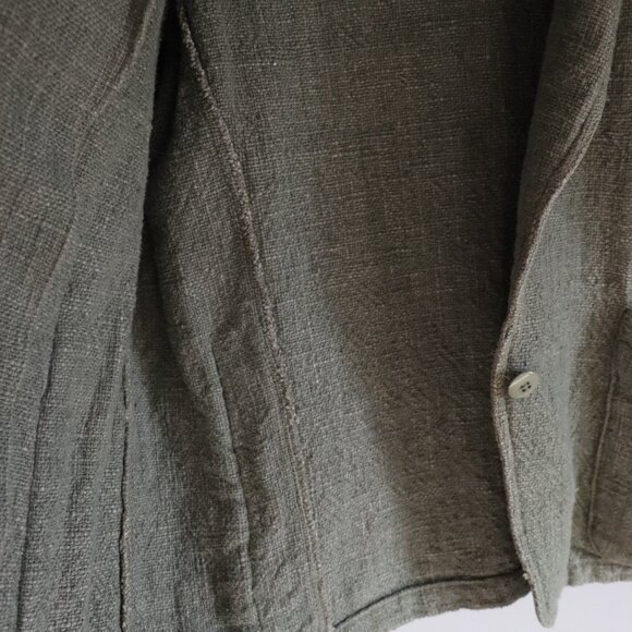 Vntg Margaret Godfrey Bagatelle V-Neck Single Button Canada Green Cotton Blazer - Picture 8 of 12